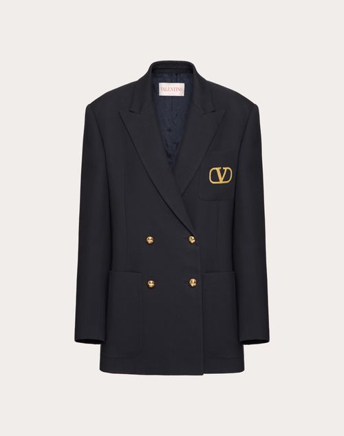 Valentino - Formal Natte' Jacket - Navy - Woman - Jackets And Blazers