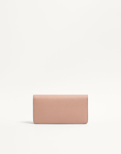 Valentino Garavani - Portafoglio Con Catena Vlogo Signature In Vitello Granato - Rose Cannelle - Donna - Portafogli E Piccola Pelletteria