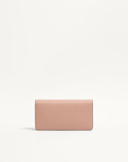 Valentino Garavani - Vlogo Signature Grainy Calfskin Wallet With Chain - Rose Cannelle - Woman - Wallets And Small Leather Goods