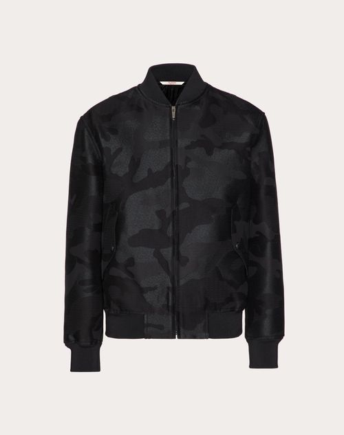 Valentino - Cotton Blend Bomber Jacket With All-over Camounoir Pattern - Black - Man - Outerwear