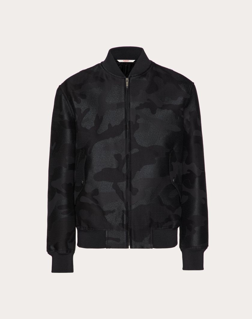 Valentino Handbags Bomber In Misto Cotone Con Motivo Camounoir All Over per Uomo in Nero | Valentino IT