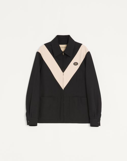 Valentino - Valentino Nylon Gabardine Jacket With Inlaid V And Vlogo Patch - Black - Man - Outerwear