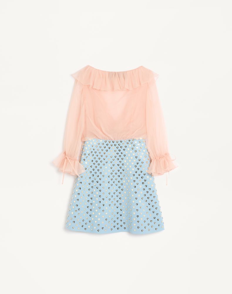 Valentino Embroidered Crepe Couture Short Dress Woman Rose Mist/Pastel Grey 40