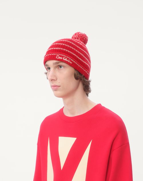 Valentino Garavani - Chez Valentino Knitted Wool Beanie - Pink/butter - Man - Hats And Gloves