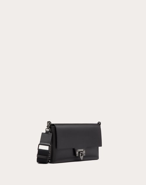 Valentino Garavani - Rockstud Grainy Calfskin Crossbody Bag - Black - Man - Man Sale