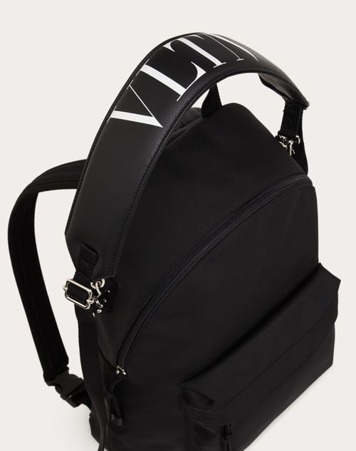 Vltn Nylon Backpack for Man in Black/white | Valentino LI