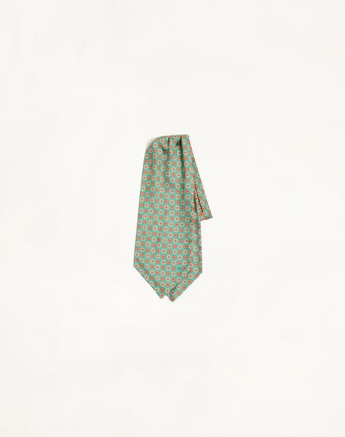 Valentino Garavani - Silk Ascot With Pointy Motif - Green/multicolour - Man - Soft Accessories