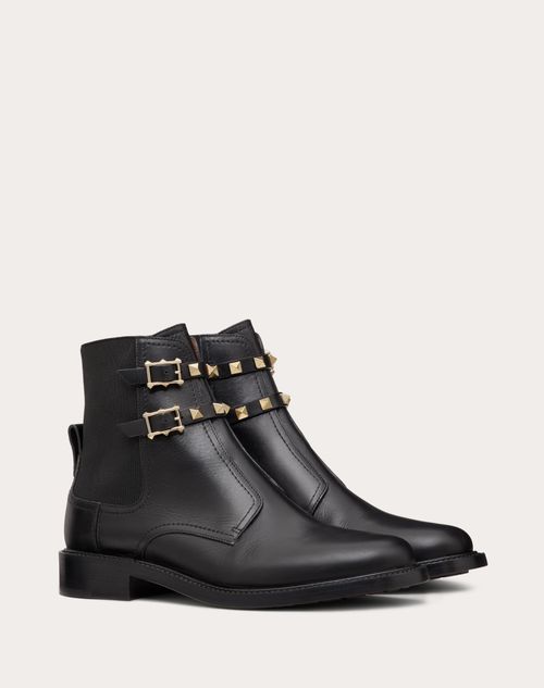 Valentino Garavani - Rockstud Calfskin Ankle Boot 20 Mm - Black - Woman - Boots