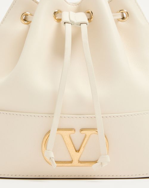 Valentino Garavani - Mini Vlogo Signature Bucket Bag In Nappa Leather - Light Ivory - Woman - Shoulder Bags