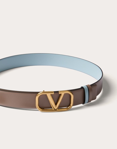 Vロゴ シグネチャー シャイニーカーフスキン リバーシブルベルト 30mm for ウィメンズ インチ サドル/ブラック | Valentino JP