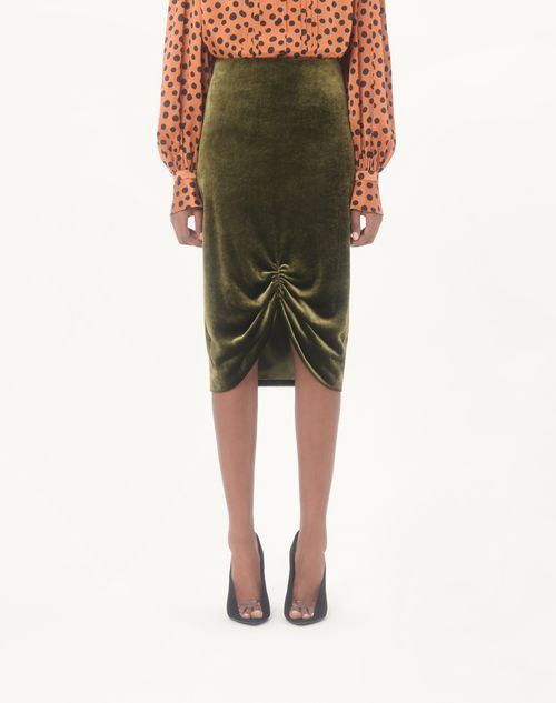 Valentino - Velvet Skirt - Military Green - Woman - Skirts