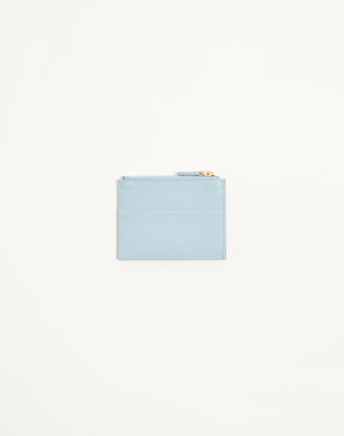 Valentino Garavani - Portacarte Cherryfic In Vitello Granato - Azzurro - Donna - Portafogli E Piccola Pelletteria