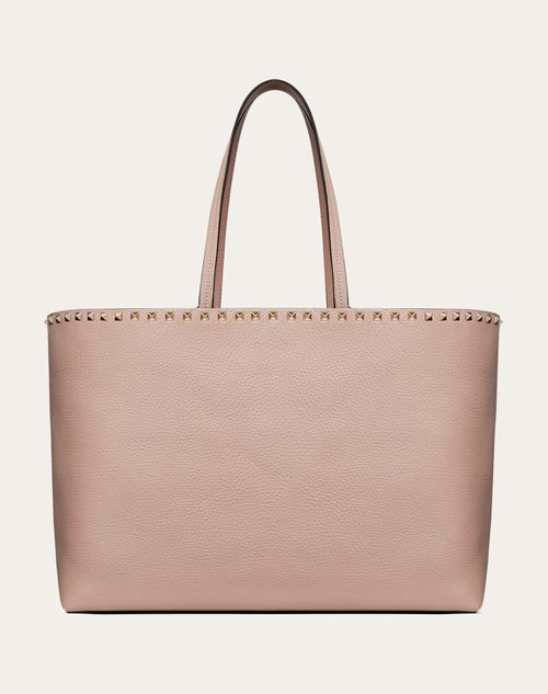 Rockstud Grainy Calfskin Tote Bag for Woman in Saddle | Valentino US