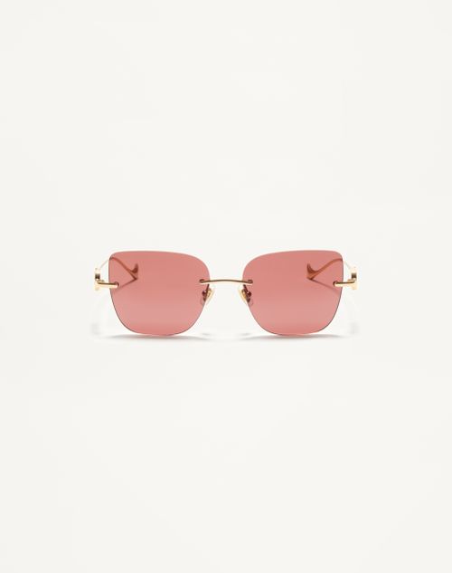 Valentino - Geometric Metal Eyewear - Gold/brown - Woman - Akony Eyewear - Accessories