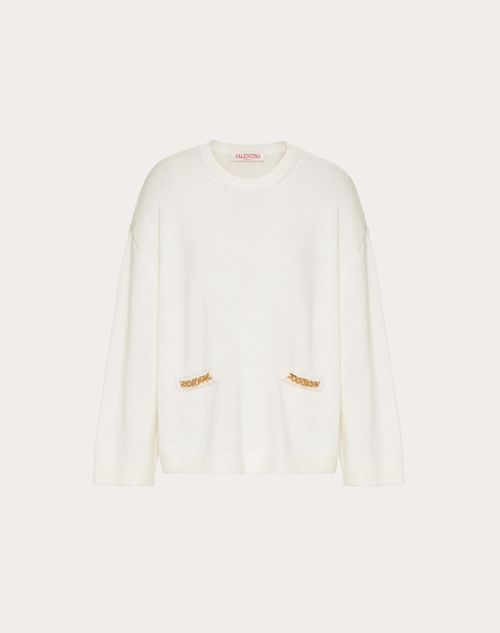 Valentino - Vlogo Chain Cashmere Sweater - Ivory - Woman - Knitwear