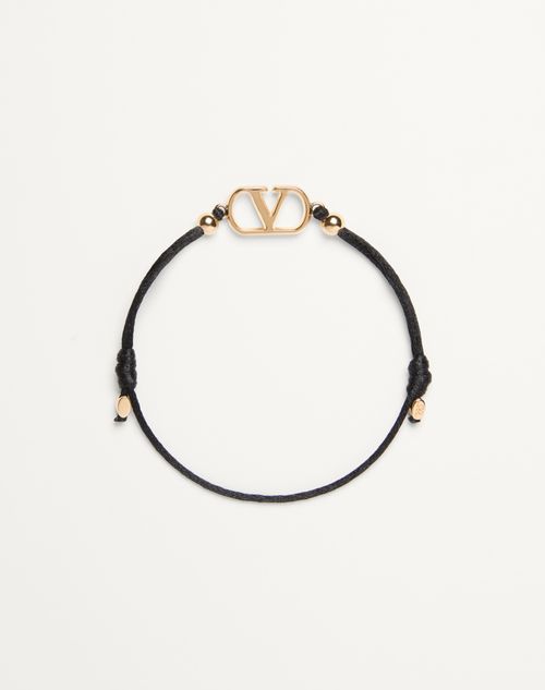 Valentino Garavani - Pulsera Valentino Garavani Vlogo Signature De Algodón - Negro - Mujer - Joyas