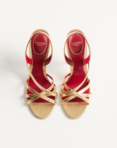 Valentino Garavani - Fetishique Sandal In Laminated Nappa 105mm - Antique Brass - Woman - Sandals