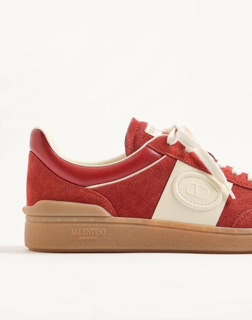 Valentino Garavani - Upvillage Low Top Trainer In Split Leather And Calfskin Nappa Leather - Red/ivory - Man - Trainers
