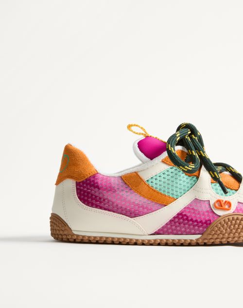 Valentino Garavani - Amphibia Sneaker In Rubberised Calfskin And Split Leather - Fuchsia - Woman - Sneakers