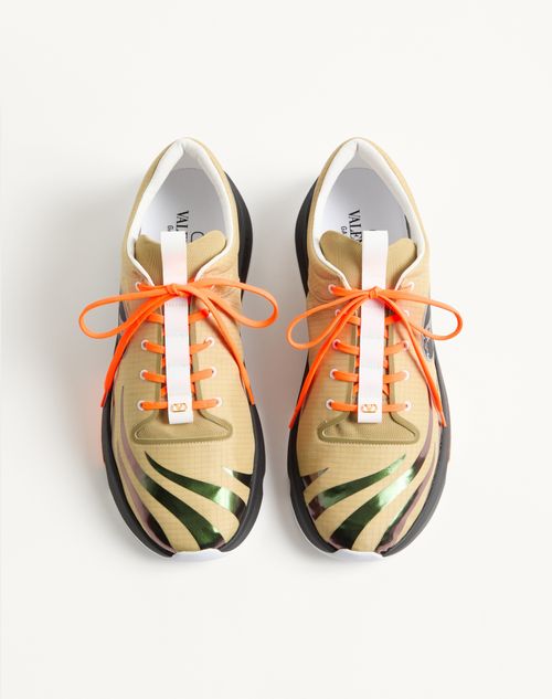Valentino Garavani - Panther Blaze Low-top Sneaker In Ripstop Fabric - Beige/black - Man - Sneakers