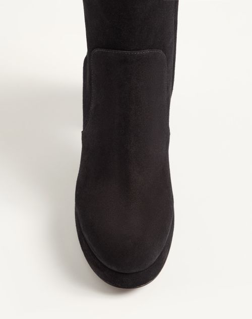 Valentino Garavani - Fawcette Platform Ankle Boot In Split Leather 90mm - Black - Woman - Boots And Ankle Boots