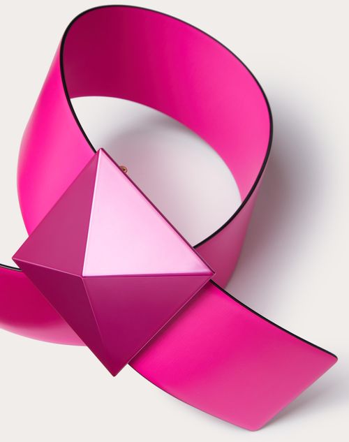 Valentino Garavani - One Stud Shiny Calfskin Belt 70mm - Pink Pp - Woman - Gifts For Her