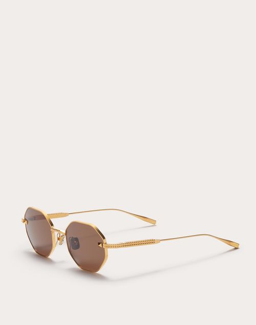 Valentino - Monture Hexagonale En Titane V-stud
 - Marron - Unisexe - Akony Eyewear - Accessories