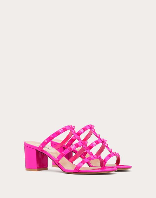 Valentino Garavani - Sandalias De Pala Rockstud De Charol Con Tacón De 60 mm - Pink Pp - Mujer - Rockstud Sandals - Shoes