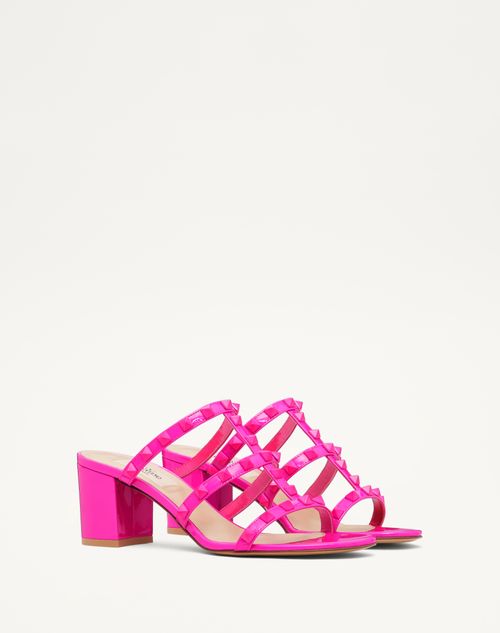 Rockstud Patent-leather Slide Sandal 60 Mm for Woman in Pink