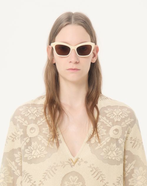 Valentino - Short Dress In Floral Stamp Blanket - Ecru/silver - Woman - Dresses