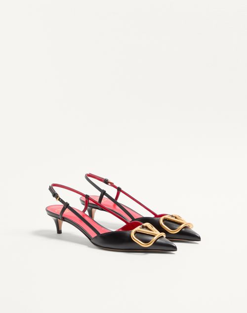 Valentino Garavani - Vlogo Signature Calfskin Slingback Pump 40mm / 1.6 In. - Black - Woman - Pumps