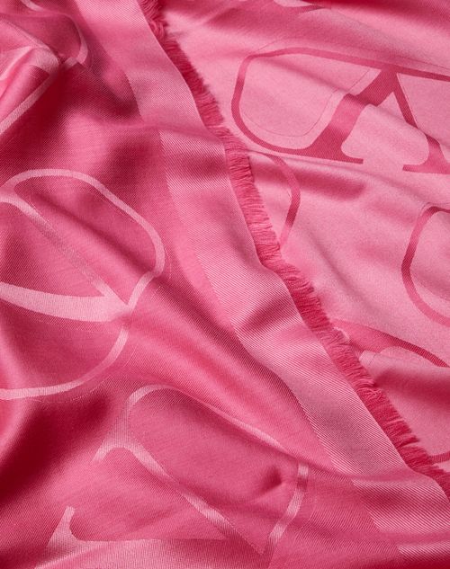 Valentino Garavani - Vlogo Signature Jacquard Shawl In Silk And Wool 140x140 Cm - Eclectic Pink - Woman - Soft Accessories - Accessories