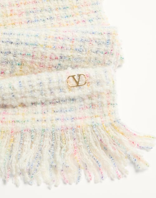 Valentino Garavani - Vlogo Signature Wool And Cashmere Scarf - Ivory/gold - Woman - Soft Accessories