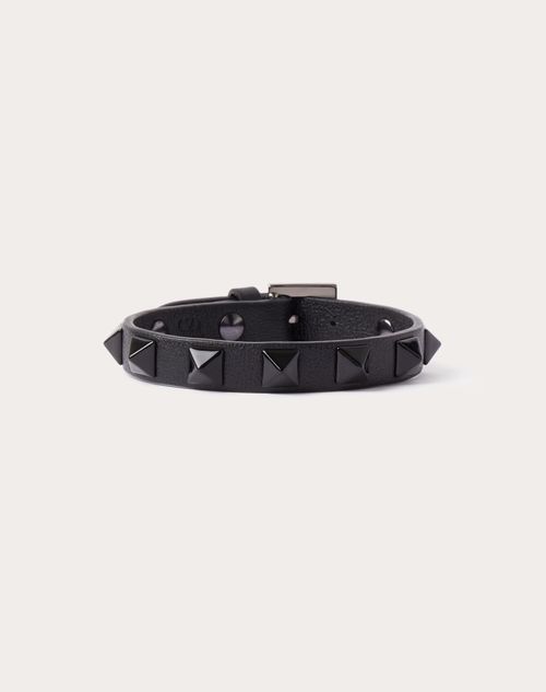 Valentino Garavani - Valentino Garavani Rockstud Bracelet In Leather And Metal - Black - Man - Jewellery