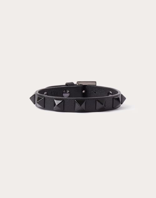 Valentino Garavani - Bracciale Rockstud Valentino Garavani In Pelle E Metallo - Nero - Uomo - Gioielli