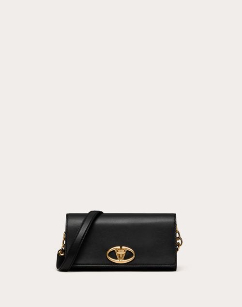 Valentino Garavani - Vlogo The Bold Edition Wallet With Shoulder Strap In Nappa - Black - Woman - Clutches