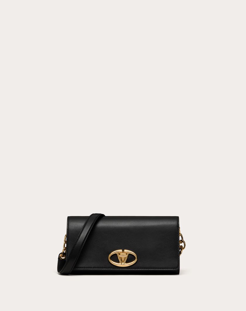 Valentino Handbags Portafoglio Con Tracolla Vlogo The Bold Edition In Nappa per Donna in Nero | Valentino IT