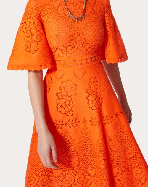 Valentino - Cotton Lace Dress - Orange - Woman - Dresses