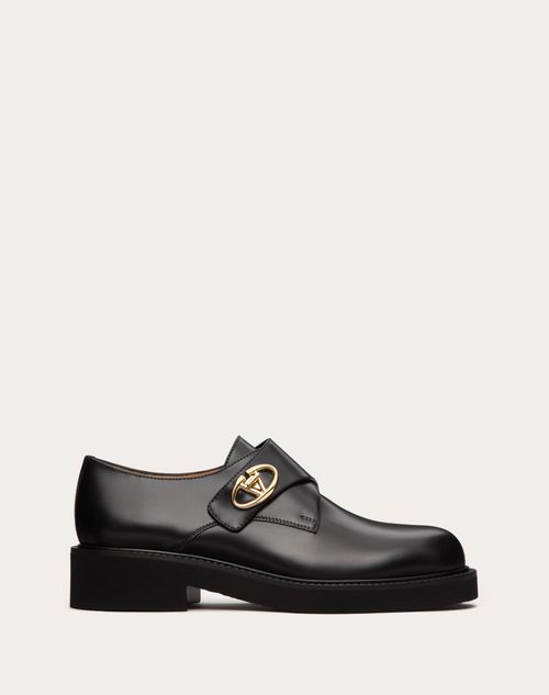 Valentino Garavani - Vlogo Locker Single Monk In Calfskin 55mm - Black - Woman - Loafers & Oxford