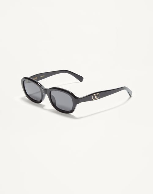 Valentino - Rectangular Acetate Eyewear - Black/gray - Unisex - Eyewear