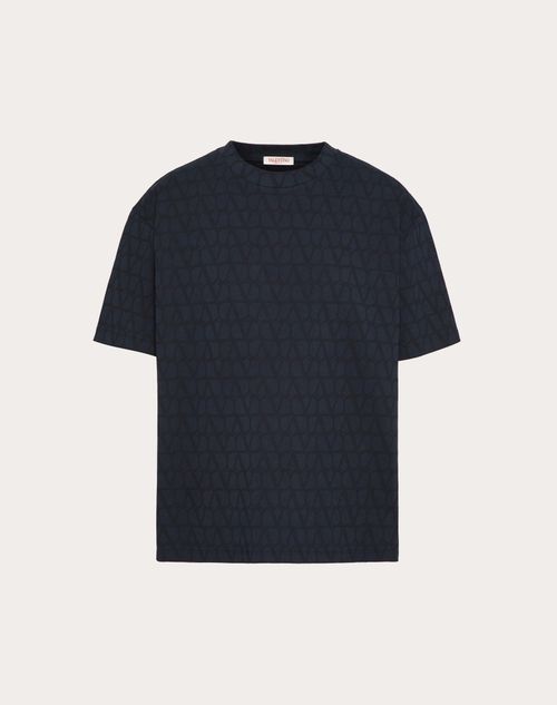 Valentino - T-shirt In Cotone Con Stampa Toile Iconographe - Navy - Uomo - Abbigliamento