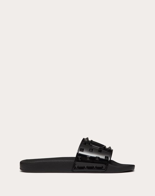 Valentino Garavani - Rubber Summer Vlogo Signature Slide Sandal - Black - Man - Man Shoes Sale