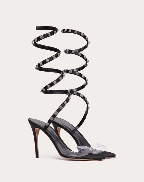 Valentino Garavani - Rockstud Satin Sandal 100 Mm - Black - Woman - Sandals