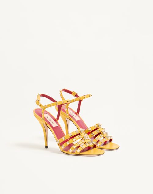 Valentino Garavani - Rockstud Kidskin Sandal 100mm - Yellow - Woman - Sandals