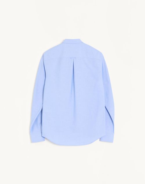 Valentino - Valentino Cotton Shirt With Vlogo Embroidery - Sky Blue - Man - Man Ready To Wear Private Promotions