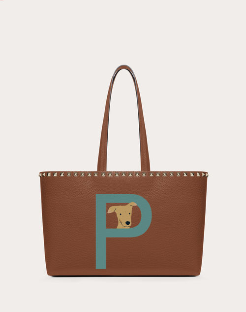 Valentino Garavani - Valentino Garavani Rockstud Pet Customizable Small Tote Bag - Saddle Brown/english Green - Woman - Rockstud Pet - Bags