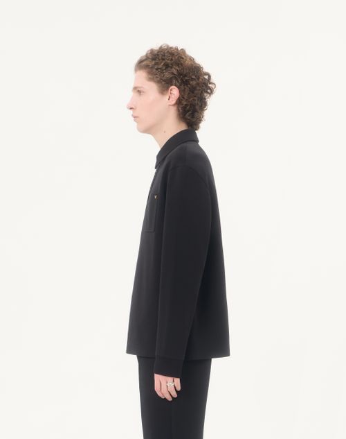 Valentino - Valentino Cotton Polo Shirt With Vgold - Black - Man - T-shirts And Sweatshirts