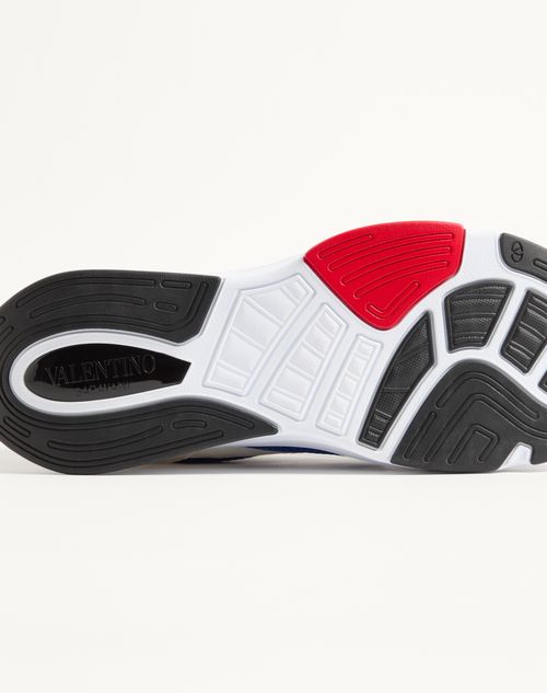 Valentino Garavani - Baskets Demivee En Tissu Ajouré Avec Empiècements En Daim - Blanc/bleu - Homme - Baskets