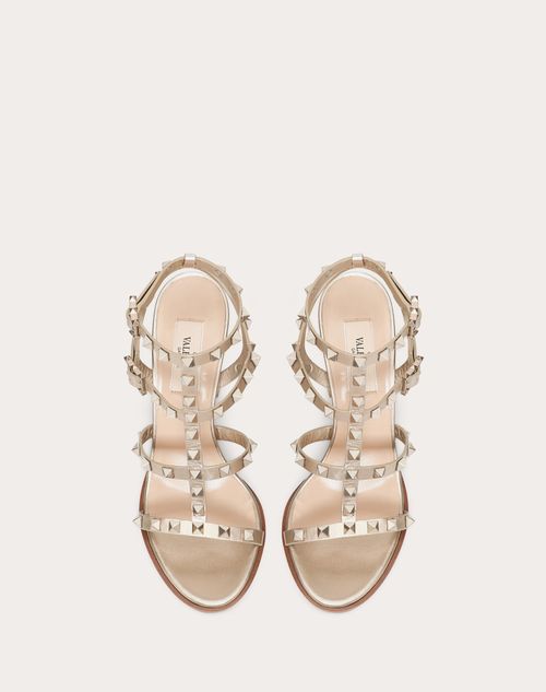 Rockstud Metallic Calfskin Leather Ankle Strap Sandal 90 Mm for Woman in  Skin | Valentino US