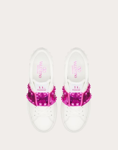 White & pink cheap valentino garavani open sneakers